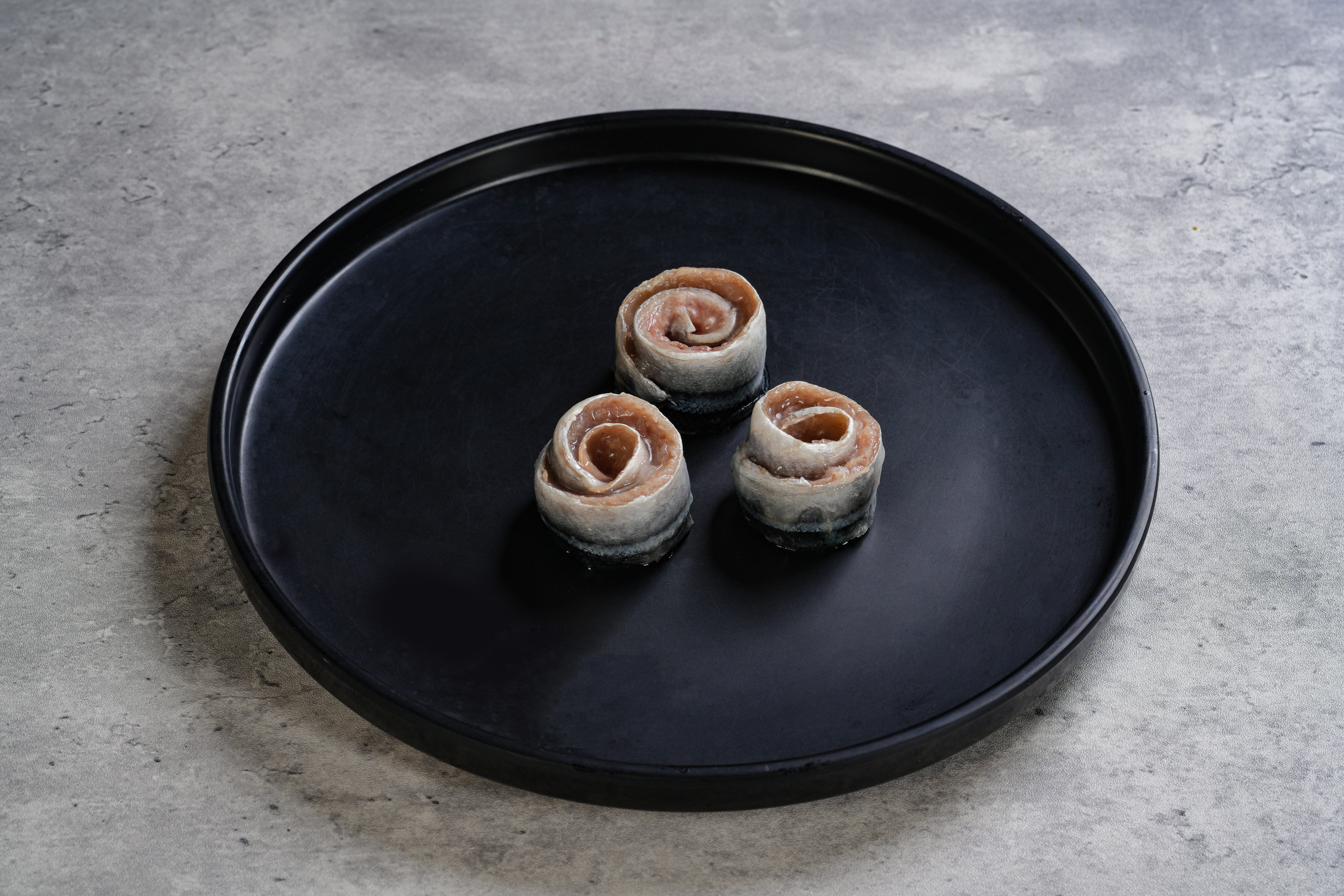 Saury Roll — rolled Pacific saury fillet, IQF